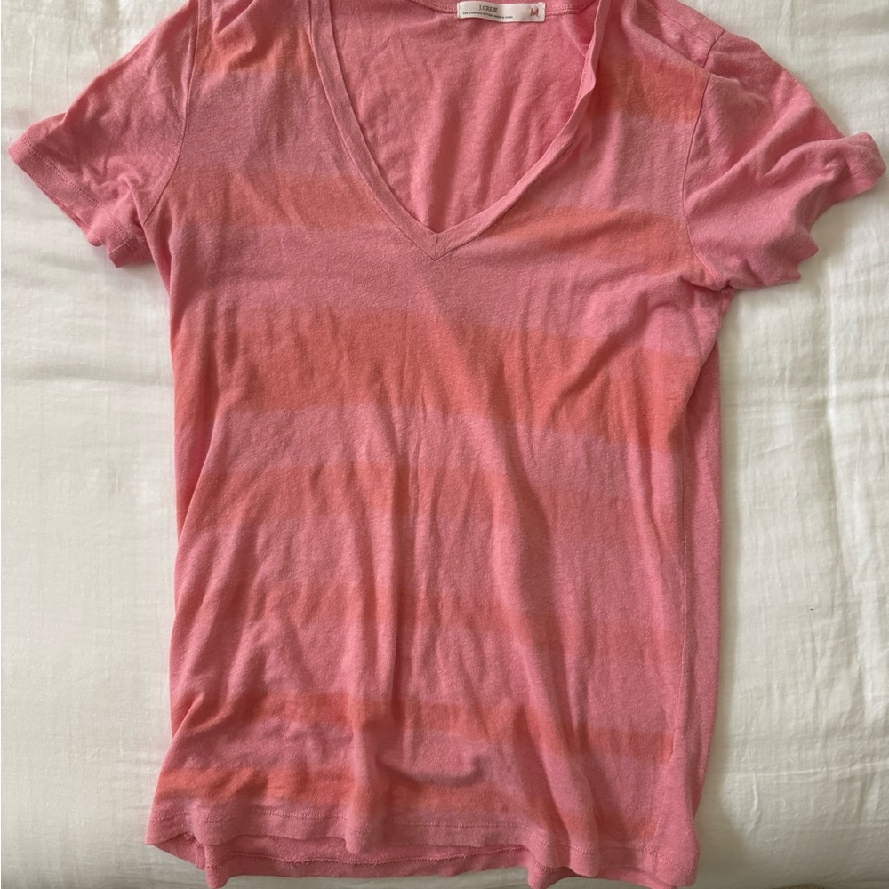 J. Crew Pink V-Neck Short Sleeve Tee